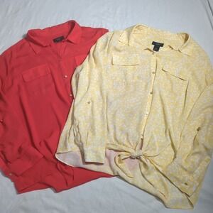 Investments Women 2X Set Of 2 Long Sleeve Light Weight Button Up Shirts 396